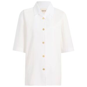 NWT Khaite Owen Cotton Button-front Top White
